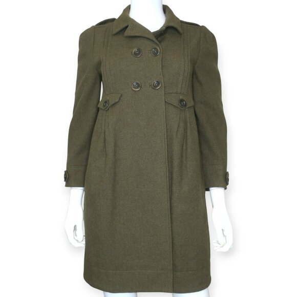 See by Chloe Wool Military Green Utility Jacket Coat Wool Blend Women's 4/6 - Picture 1 of 5